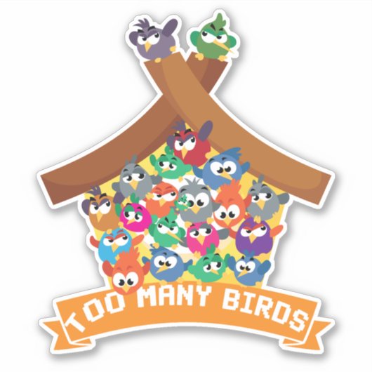 Te veel vogels sticker (Voorkant)
