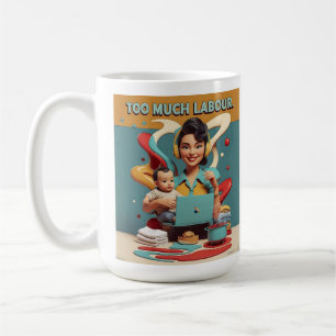 Te veel werk - Retro Feminist Design Coffee Mok