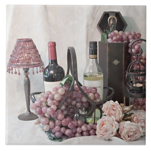 Te veel wijn en druiven tegeltje (Voorkant)