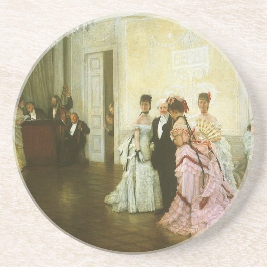 Te vroeg door James Tissot,  Victoriaans kunst Zandsteen Onderzetter (Voorkant)
