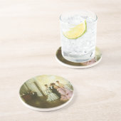 Te vroeg door James Tissot,  Victoriaans kunst Zandsteen Onderzetter (Zijkant)