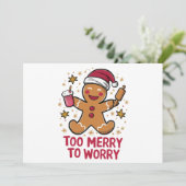 Te vrolijk om je zorgen te maken over grappige pep feestdagenkaart (Staand voorkant)
