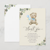 te wachten op teddy beer baby shower - dank je kaa bedankkaart (Voorkant / Achterkant)