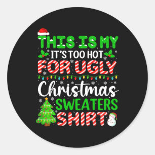 Te warme, lelijke kerstzweten ronde sticker