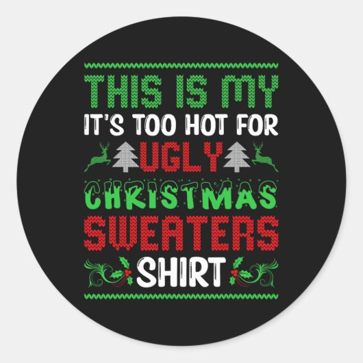 Te warme, lompige kerstzweten ronde sticker (Voorkant)