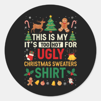 Te warme, lompige kerstzweten ronde sticker