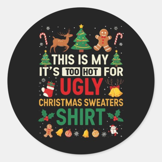 Te warme, lompige kerstzweten ronde sticker (Voorkant)