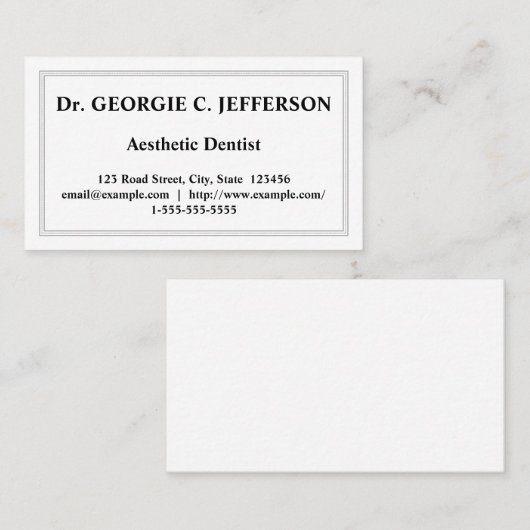 Te weinig esthetisch tandheelkundig Visitekaartje (Voorkant / Achterkant)