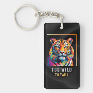 Te Wild om te Tamen – Kleurrijke Geometrische Tijg Sleutelhanger