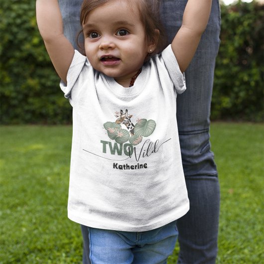 Te wild tropisch groen giraffe dier verjaardag kinder shirts