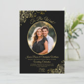 Te worden Wo Zwart & Goud QR Code & Foto Bruiloft Kaart (Staand voorkant)