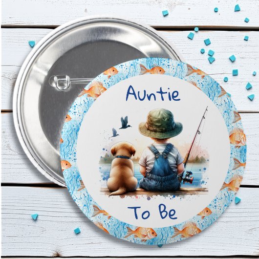 Te zijn tante | Gevist Baby shower Ronde Button 5,7 Cm