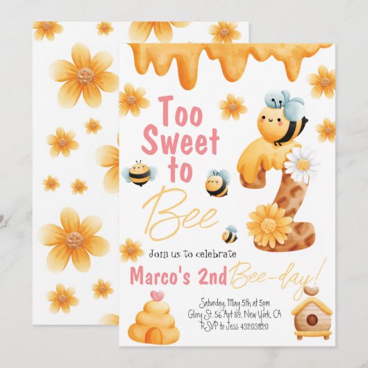 Te zoet om een uitnodiging te zijn voor de verjaar (Voorkant / Achterkant)