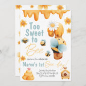Te zoet om 'One Boy Birthday'-uitnodiging te zijn Kaart (Voorkant / Achterkant)