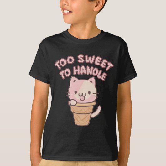 Te zoet om te hanteren | Kawaii Ice Cream Cat T-shirt (Voorkant)