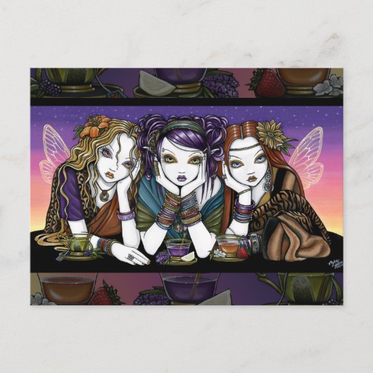 Tea 4 Drie Centraal KiKi Party Fairies Briefkaart (Voorkant)