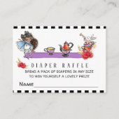 *~* Tea - Alice in Wonderland Shower Diaper Raffle Informatiekaartje (Voorkant)