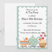 Tea and Cakes Party Uitnodiging (Voorkant / Achterkant)