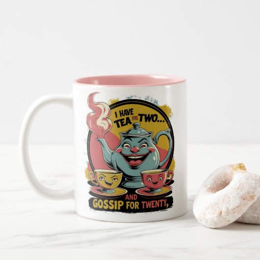 Tea and Gossip Tweekleurige Koffiemok (Met donut)