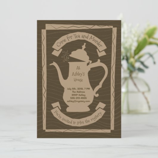 Tea and Murder Party - Aangepaste uitnodiging (Staand voorkant)