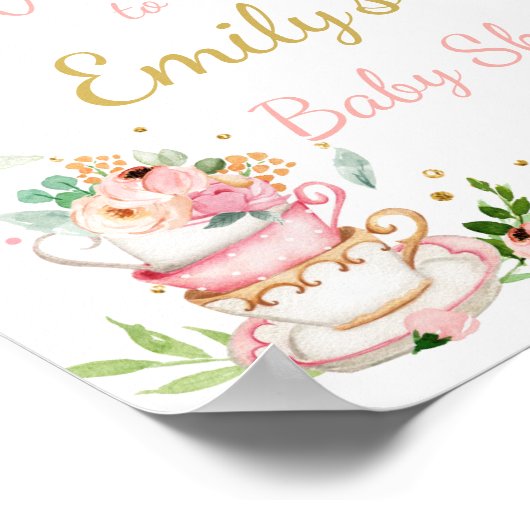 Tea Baby shower baby is het Welkomstteken van het  Poster (Hoek)