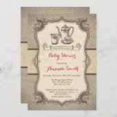 Tea Baby shower Invitation Retro Kaart (Voorkant / Achterkant)