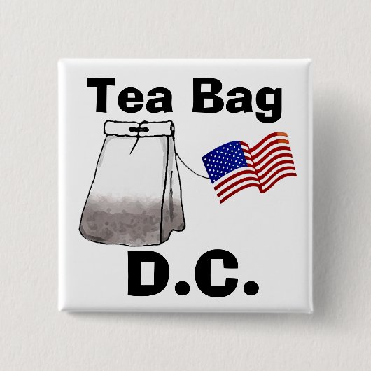 Tea Bag, D.C. Vierkante Button 5,1 Cm (Voorkant)