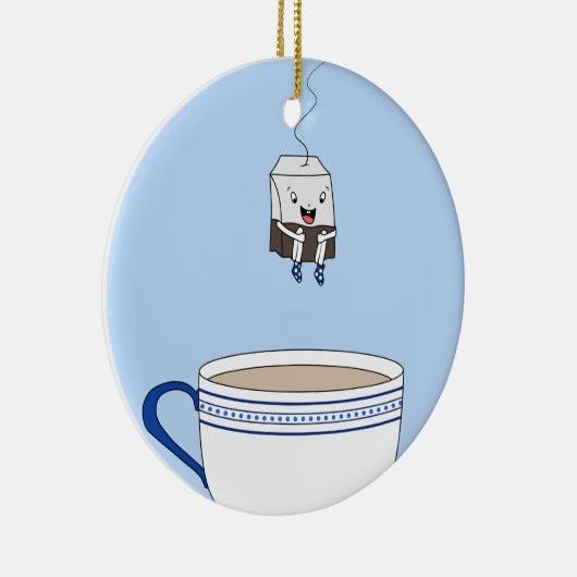 Tea bag springt in kop keramisch ornament (Rechts)