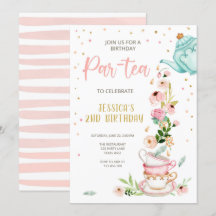 Tea Birthday Invitation Girl Party Par-tea Floral