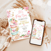 Tea Birthday Invitation Girl Party Par-tea Floral Kaart