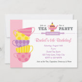 Tea Birthday Invitations (Tea Party Cups) Kaart (Voorkant)