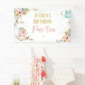 Tea Birthday Part Par-tea Floral Tea Girl Backdrop Spandoek (Insitu)