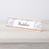 Tea & Bookish Cats Personalized Desk Name Plate Bureau Naambordje (Voorkant)