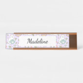 Tea & Bookish Cats Personalized Desk Name Plate Bureau Naambordje (Voorkant)