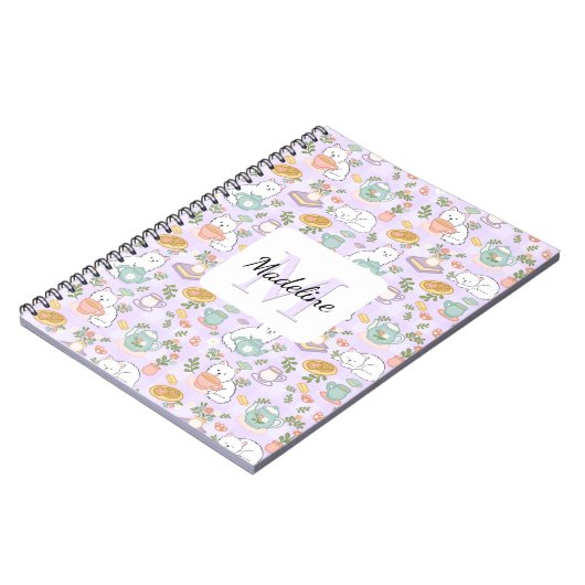 Tea & Bookish Cats Spiral Notebook Notitieboek (Linkerzijde)