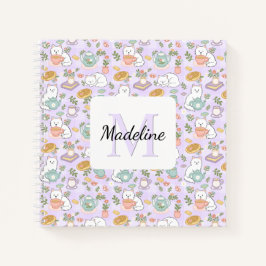 Tea & Bookish Cats Spiral Notebook Personalized Notitieboek