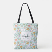 Tea & Bookish Cats Tote Bag Mint Green (Achterkant)