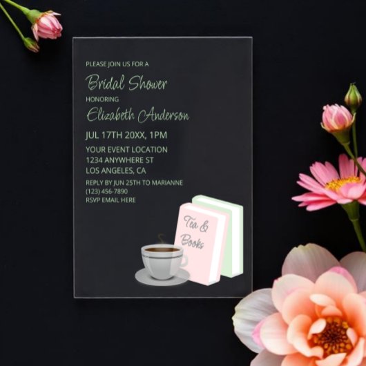 Tea & Books Bridal Shower Acryl Uitnodigingen