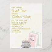 Tea & Books Bridal Shower Folie Uitnodiging (Voorkant)