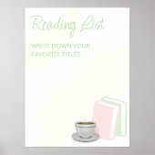 Tea & Books Bridal Shower Reading List Poster (Voorkant)
