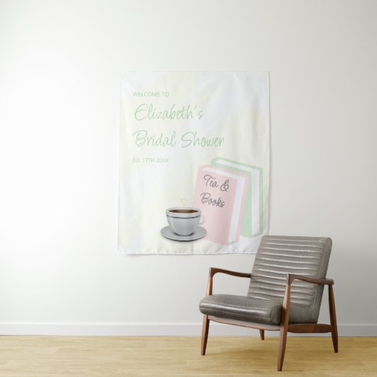 Tea & Books Bridal Shower Wandkleed (In situ)