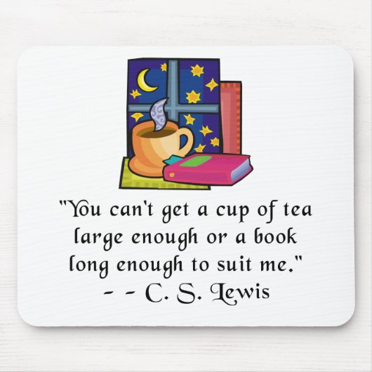 Tea & Books w Quote Mousepad Muismat (Voorkant)