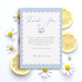 Tea Brewing Script Blue Theme Script Baby Shower Bedankkaart