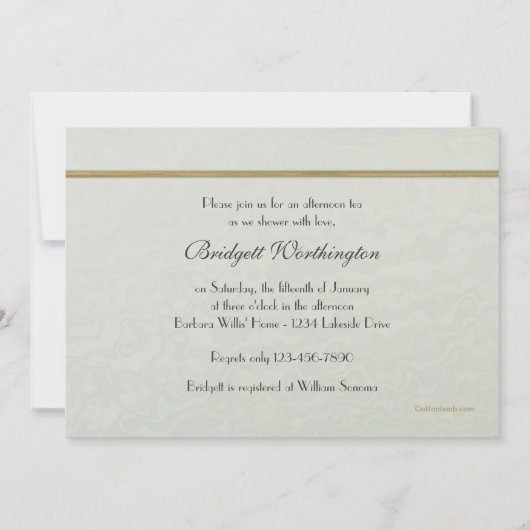 Tea Bridal Shower Invitation Kaart (Achterkant)