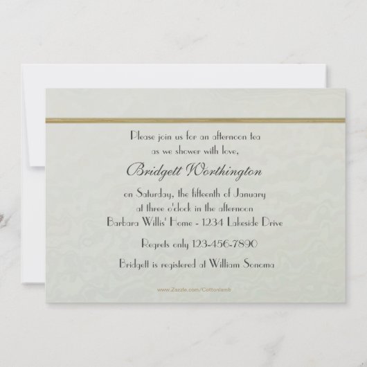 Tea Bridal Shower Invitation Kaart (Achterkant)