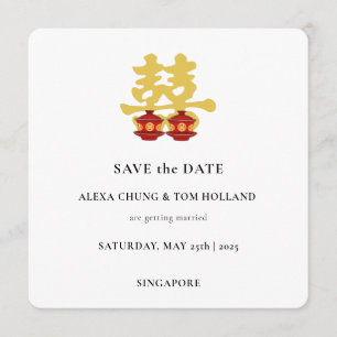 Tea Ceremony Chinese Wedding Save the Date Kaart