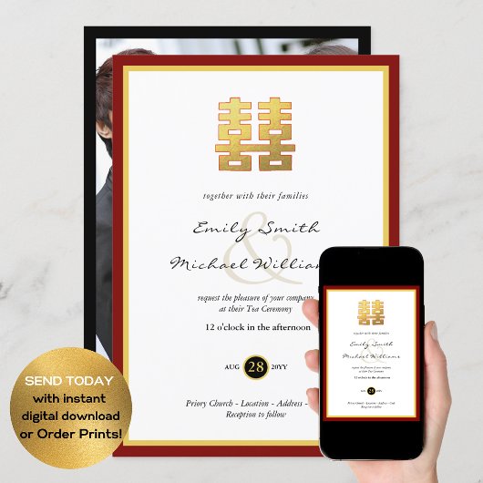 Tea Ceremony Invitation Photo Double Happiness Kaart