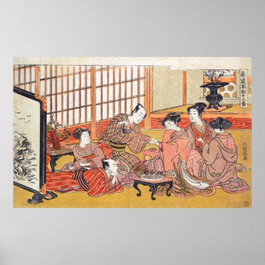 Tea Ceremony Isoda Koryusai japanese houblock art Poster (Voorkant)