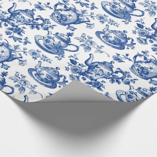 Tea Chinoiserie French Toile du Jouy Pattern Cadeaupapier (Hoek)