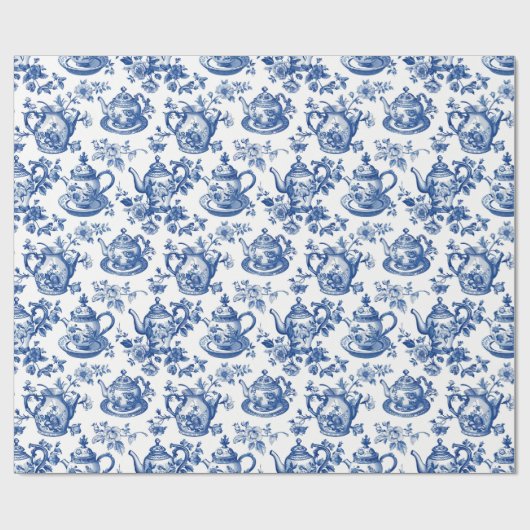 Tea Chinoiserie French Toile du Jouy Pattern Cadeaupapier (Vlak)
